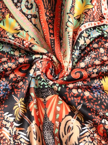 ZAFUL Slit Skirt for Women Boho Paisley Printed Wrap Skirt Tie Side Sarong Bodycon Mini Short Skirt for Beach Party(Boho-Royal Blue,L)