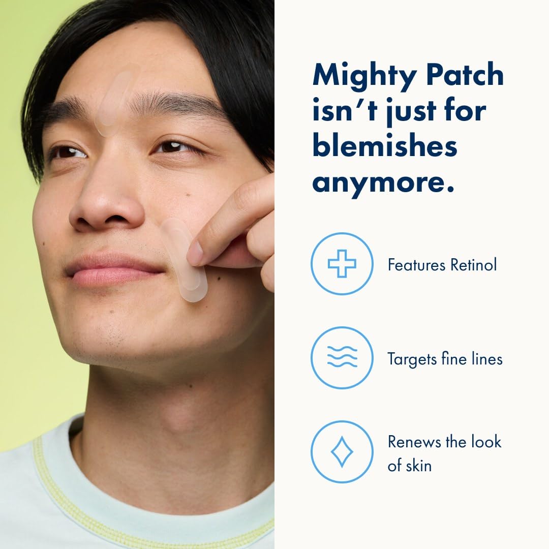 HERO COSMETICS Mighty Patch™ for Fine Lines Patches - Featuring Retinol and 1,390 dissolving Micropoint™ Points to Help Renew the Look of Skin (6 Count)