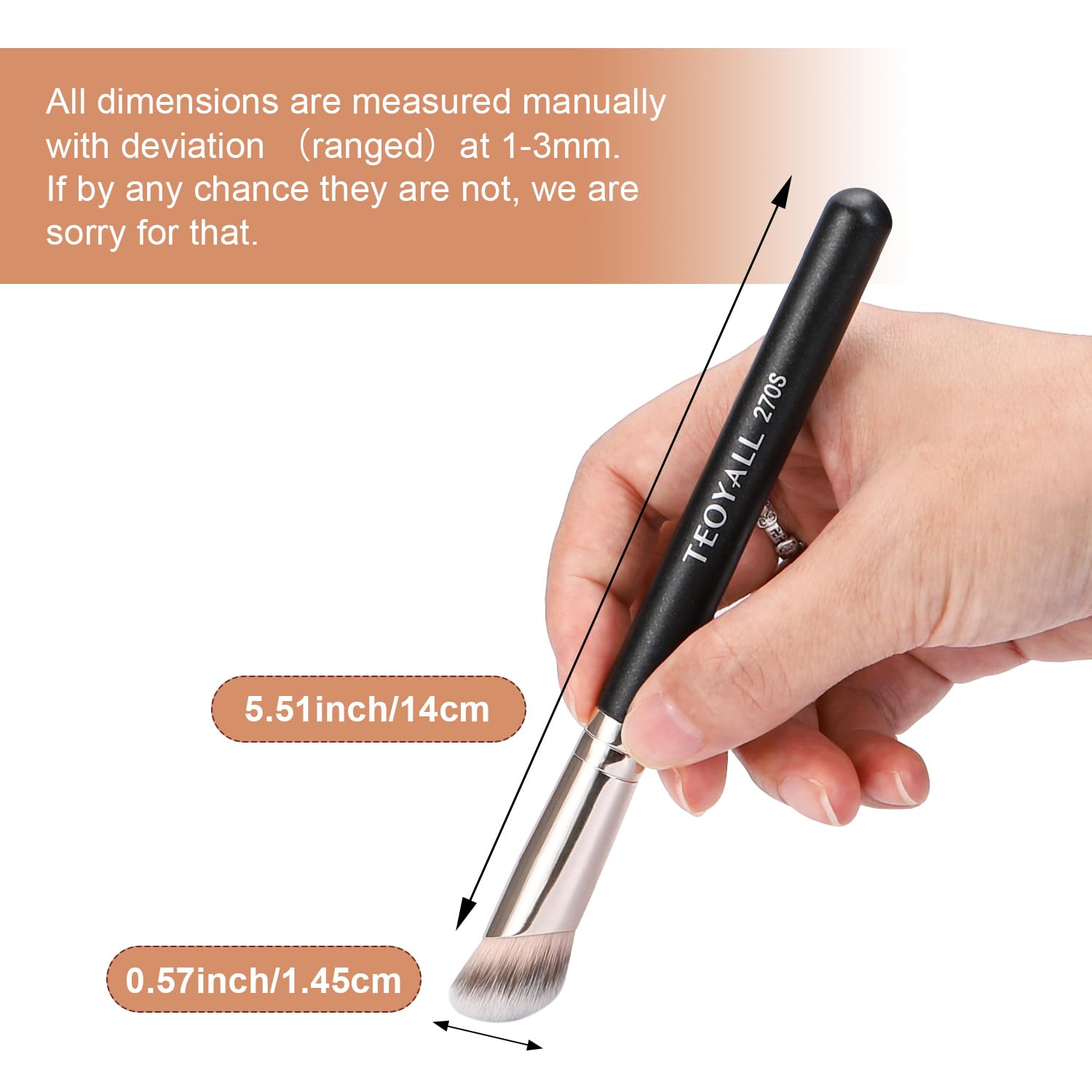 TEOYALL Foundation Contour Brush Set, 2PCS Angled Synthetic Kabuki Brush for Blending Setting Concealing Buffing with Liquid, Cream and Powder Cosmetic (170S/270S)