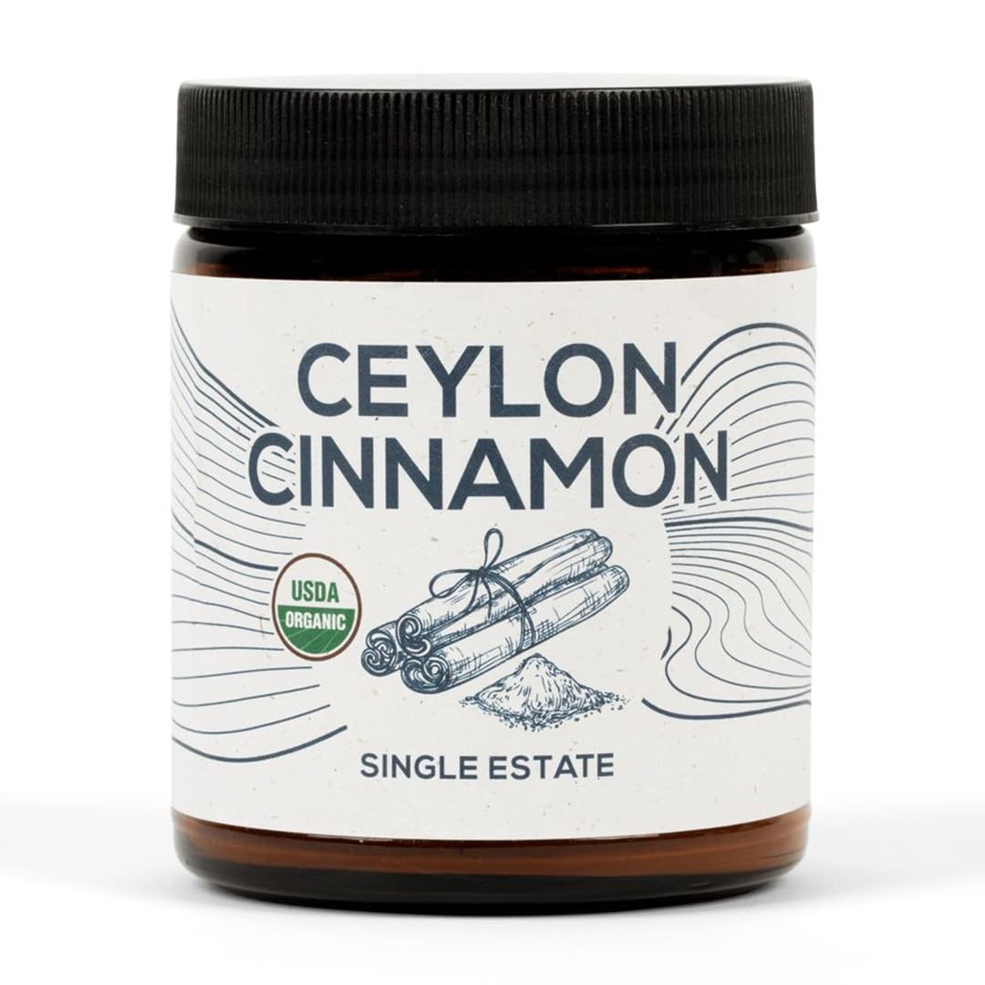 One Farm by WAAYB Organic Ceylon Cinnamon, Single Estate, Freshly Ground Premium Sri Lanka Cinnamon, Non-GMO, Fair-Trade & Gluten Free in Resealable Jar for Cooking, Smoothies, Lattes & Tea