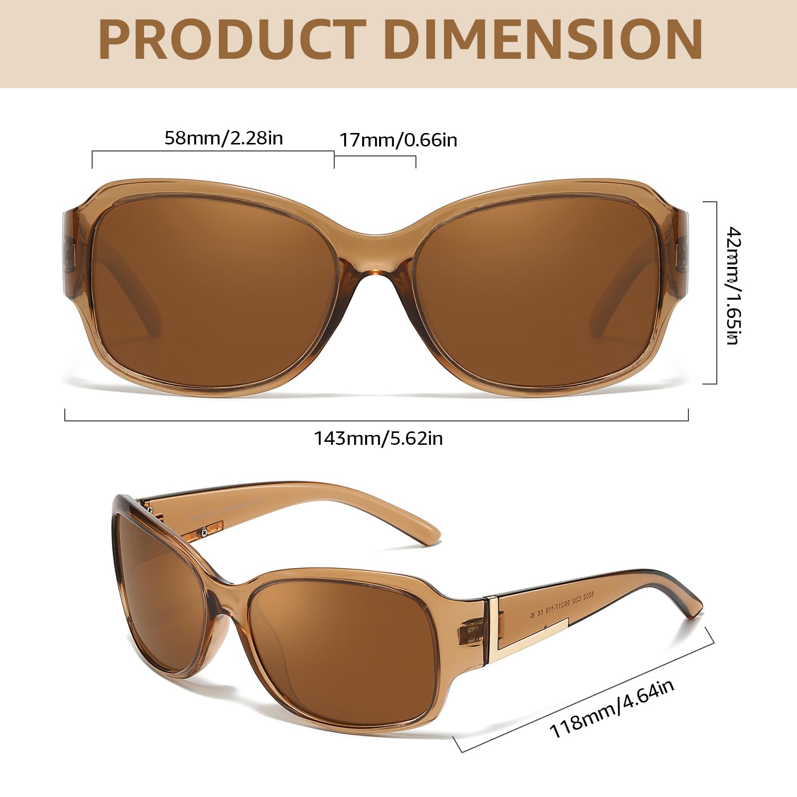TJUTR Wrap Around Polarized Sunglasses for Women, Trendy UV400 Protection Designer Shades TS6202