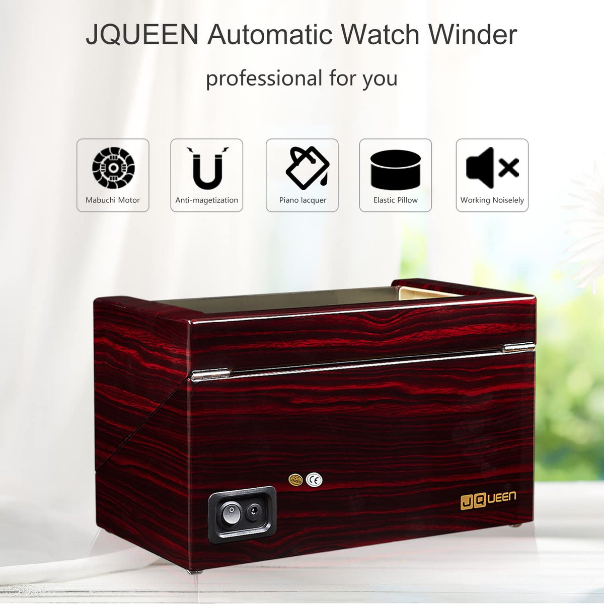 JQUEEN Automatic Quad Watch Winder with Double Quiet Mabuchi Motors