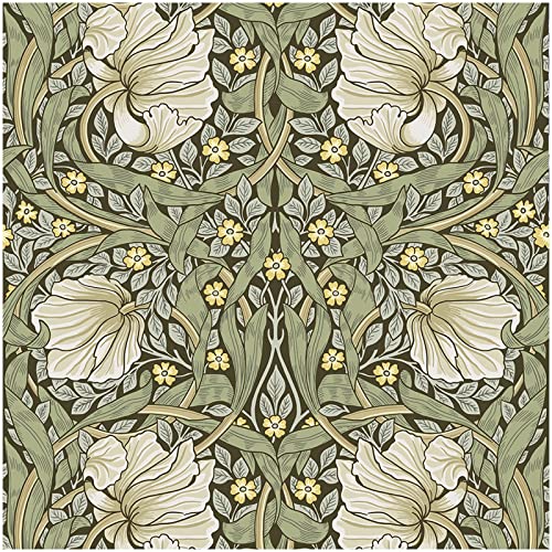 HAOKHOME 94028-2 Vintage Floral Wallpaper Peel and Stick Botanical Grey/Terracotta Wall Murals Home Kitchen Bedroom Decor by William Morris 17.7in x 9.8ft