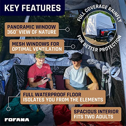 Truck Bed Tent Quick & Easy Automatic Setup - Pickup Truck Tent for Mid & Full Size| Camper Shell - Pickup Truck Bed Accessories - Truck Camping - Pickup Tent - Fofana