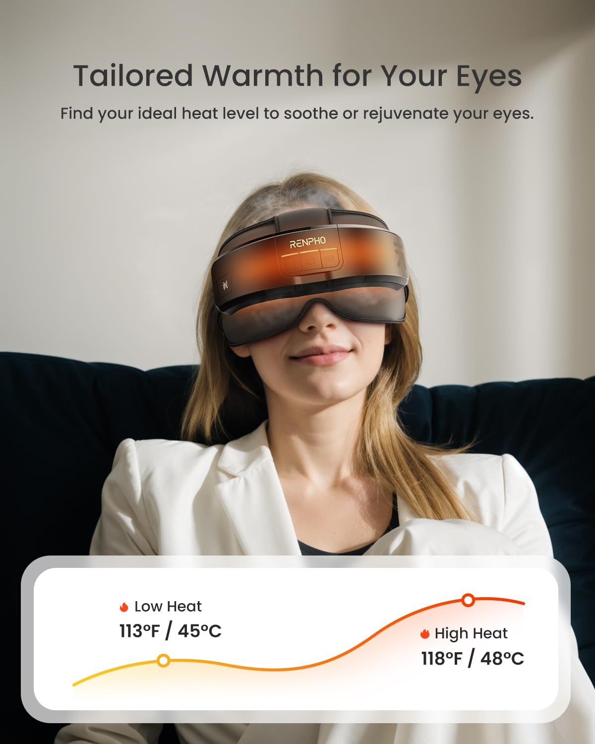 RENPHO FSA/HSA Eligible Head & Eye Massager, Christmas Birthday Gifts, Eyeris Masc Heated Eye& Head Massager for Migraines, Headache Massager for Forehead, Back of Head and Temple, Head Massager Scalp