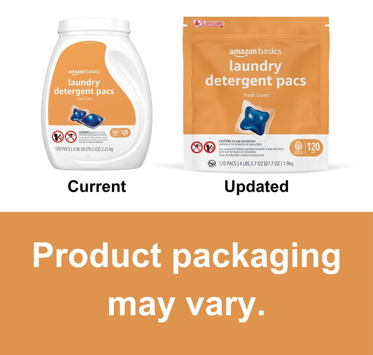 Amazon Basics Laundry Detergent Pacs, Fresh Scent, 120 count (Previously Solimo)