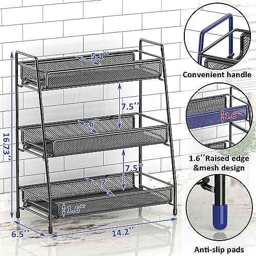 EKNITEY Bathroom Countertop Organizer Rack - 3 Tier Counter Spice Rack Metal Makeup Rack Small Perfume Vanity Organizer for Sink/Bedroom/Living Room/Kitchen/Office
