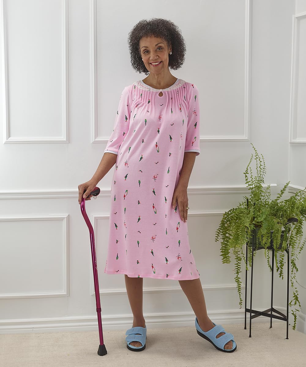 Silverts Hospital Gowns for Women Open Back, Night Gowns for Elderly Women, Adaptive Clothing for Seniors, Elderly Nightgowns, Dementia Clothing - Blue Jaguar LGE