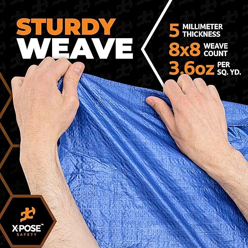 Multipurpose Protective Cover Brown Poly Tarp 10' x 10' - Durable, Water Resistant, Weather Resistant - 5 Mil Thick Polyethylene - by Xpose Safety