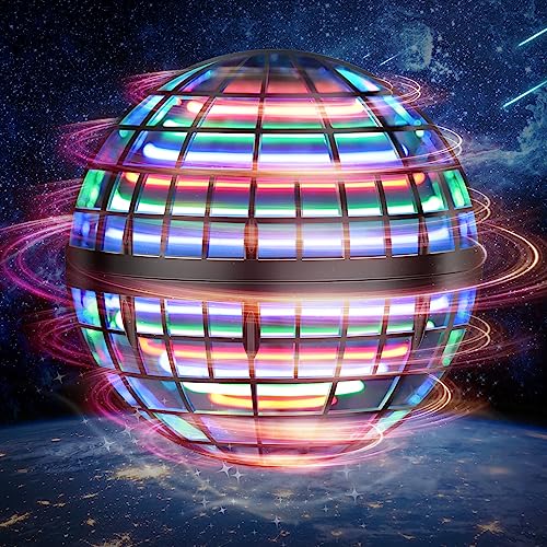 LEMATRIX 2024 Flying Orb Ball Toy, Hover Ball Boomerang Fly Fidget Spinner, Cool Toys Gifts for 6 7 8 9 10 11 12+ Years Old boy Girls Teens, Hand Mini Drone Cosmic Globe, Indoor Outdoor Toys(Black)