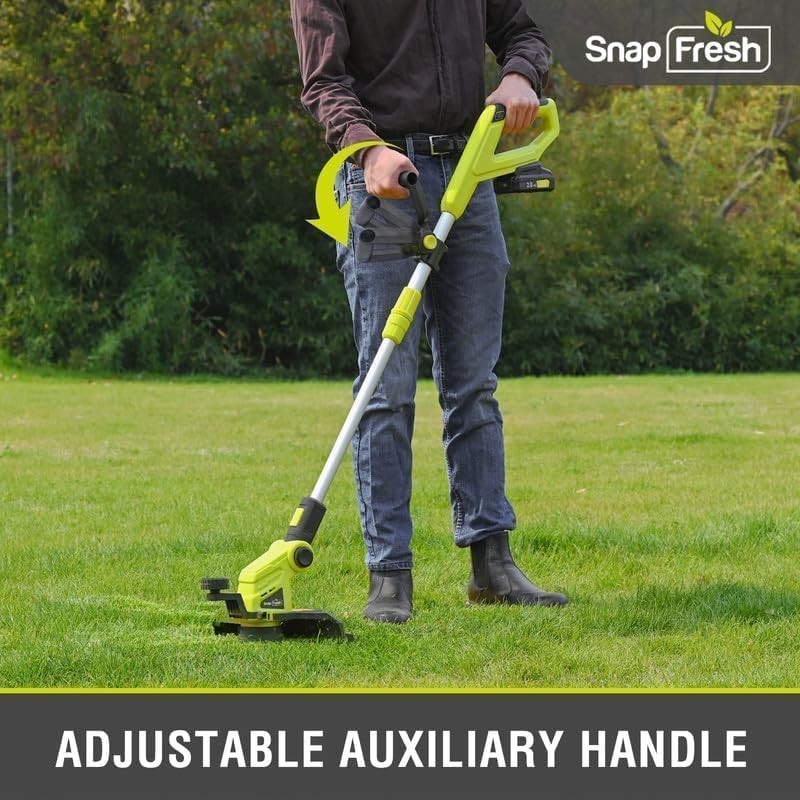 SnapFresh Weed Wacker 12" Cordless String Trimmer, 20v Electric Weed Eater/Whacker with Automatic Feed Spool, Weedeater with 2.0Ah Li-ion Battery & Charger, 2 in 1 Battery Edge Trimmer for Lawn/Grass