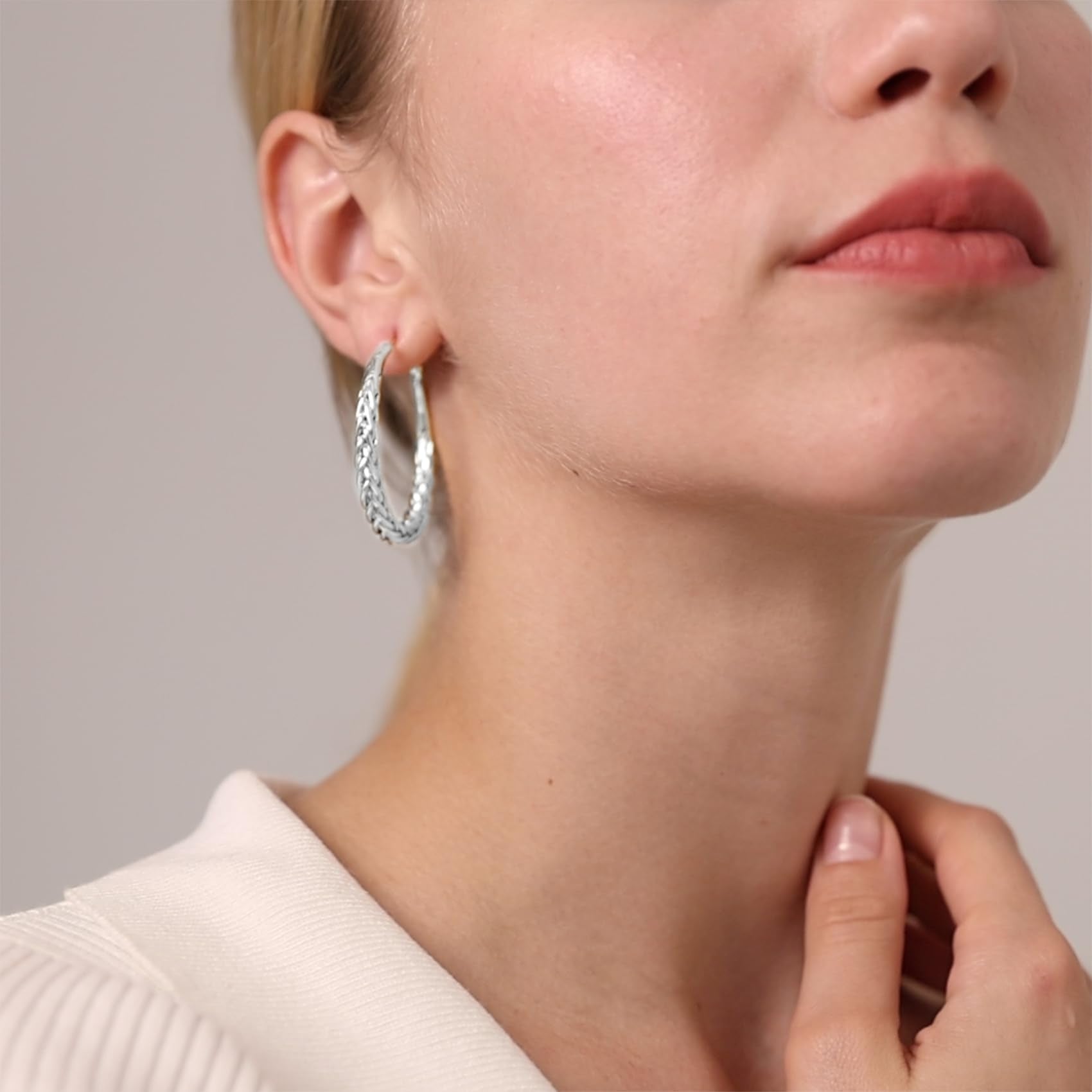 Senteria Silver Hoop Earrings for Women 925 Sterling Silver Hoop Earrings Hypoallergenic Lightweight Large Silver Hoop Earrings Thick Twisted Silver Hoop Earrings