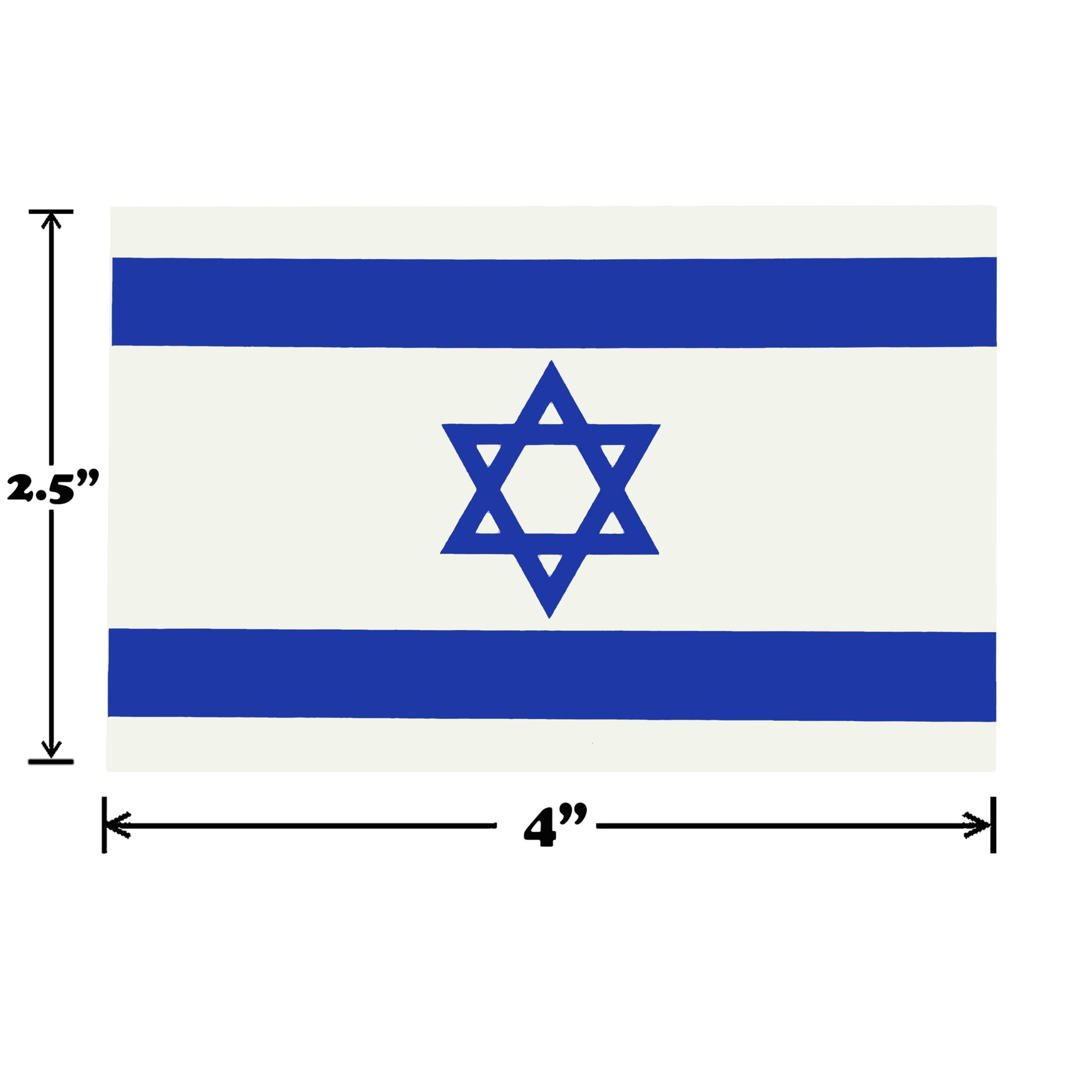Israel Flag Stickers | Set of 4 | 4" x 2.5" | Vinyl Sticker Decal | Weatherproof UV Resistant Laminate Professional Heavy Duty by Spy Spot