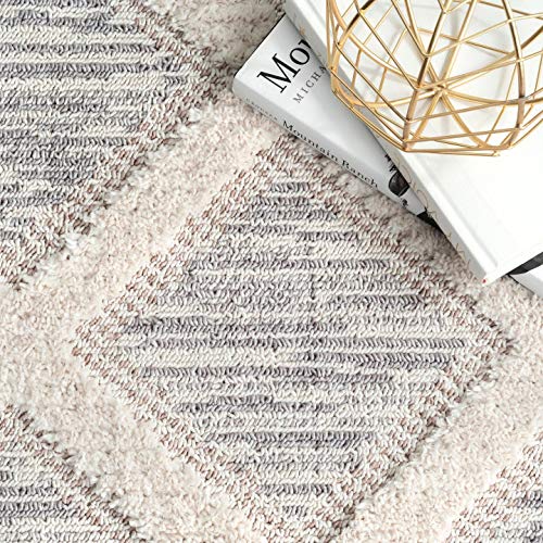 nuLOOM Catalina Shaggy Trellis Runner Rug, 2' x 8', Cream