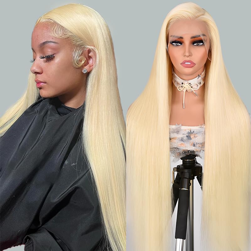 XUDXUD 360 613 Lace Front Wig Human Hair Blonde Straight 200 Density HD Lace Front Glueless Pre Plucked Full Lace Wigs Human Hair 613 Frontal wig 40Inch