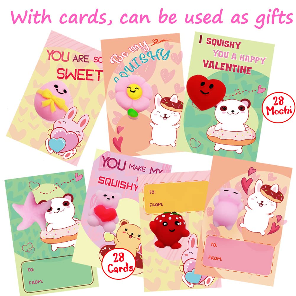 DINESIL 28 Packs Mochi Squishy Toys, Kawaii Animal Squishies Stress Relief Toy for Classroom Exchange, Game Prizes, Easter Party Favors, Goodie Bag Stuffers