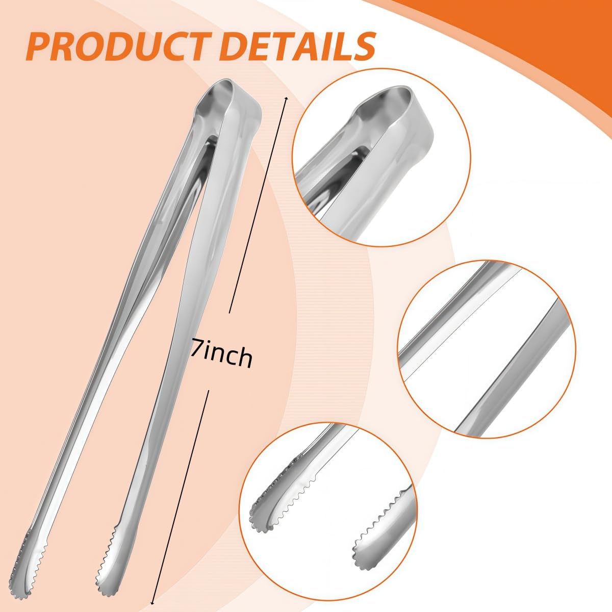 JXHAPY 8 Pack Kitchen Tongs, Stainless Steel Serving Tongs with Non-Slip Tips for Cooking,Easily Control Kitchen Tweezer, Multi-Purpose Korean Tong for Baking, Food Plating, BBQ (7 Inch)