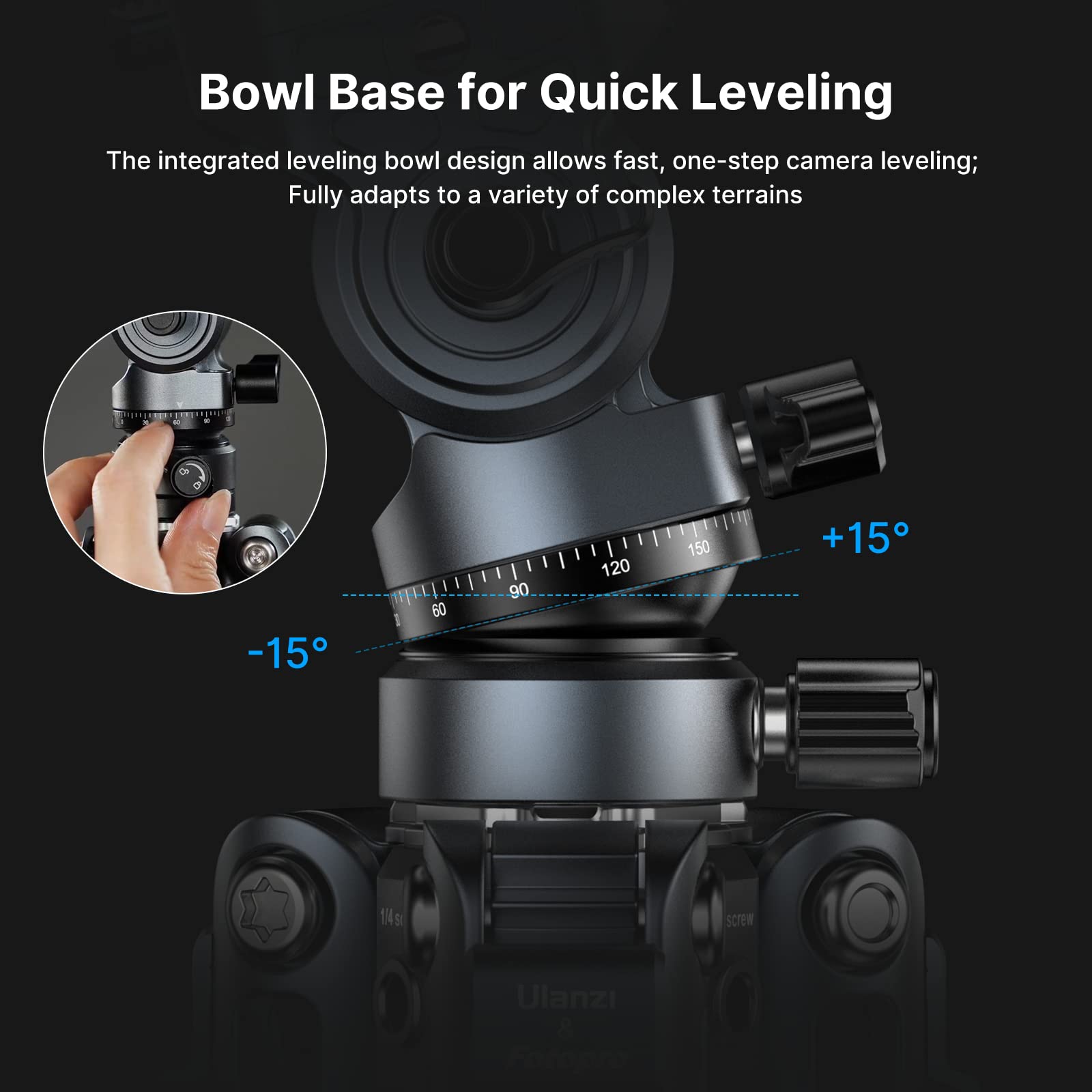 ULANZI F38 Video Travel Tripod, 61.4" Lightweight Carbon Fiber Camera Tripod with Quick Release 1/4" Screw & Video Head, for Most Cameras/DSLR/Projector, Weight 2.38lbs, Maxload 22lbs