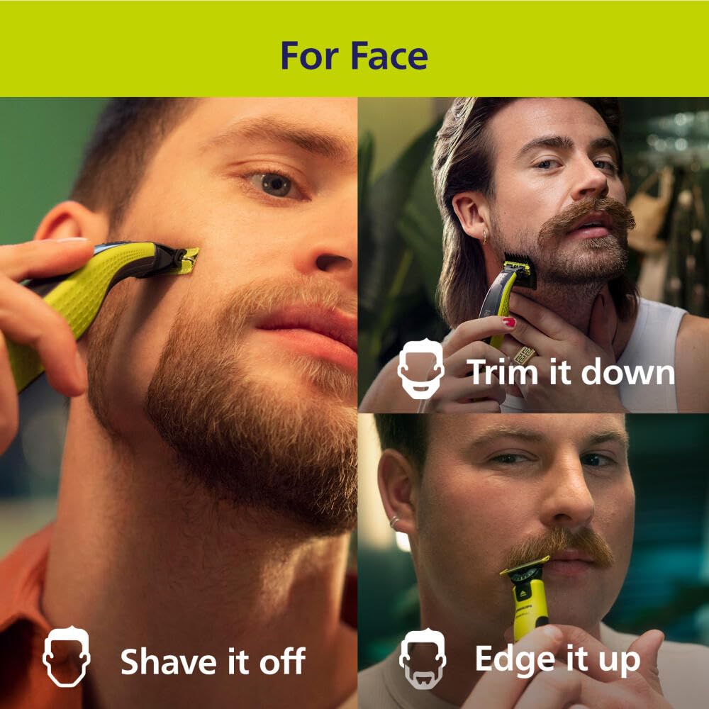 Philips Norelco OneBlade 360 Hybrid Face + Body, Electric Beard Trimmer, Shaver and Body Groomer, with 360 Blade Technology, 1x 360 Blade for Face, 5in1 Adjustable Comb, 1x Body Kit, Model QP2834/70