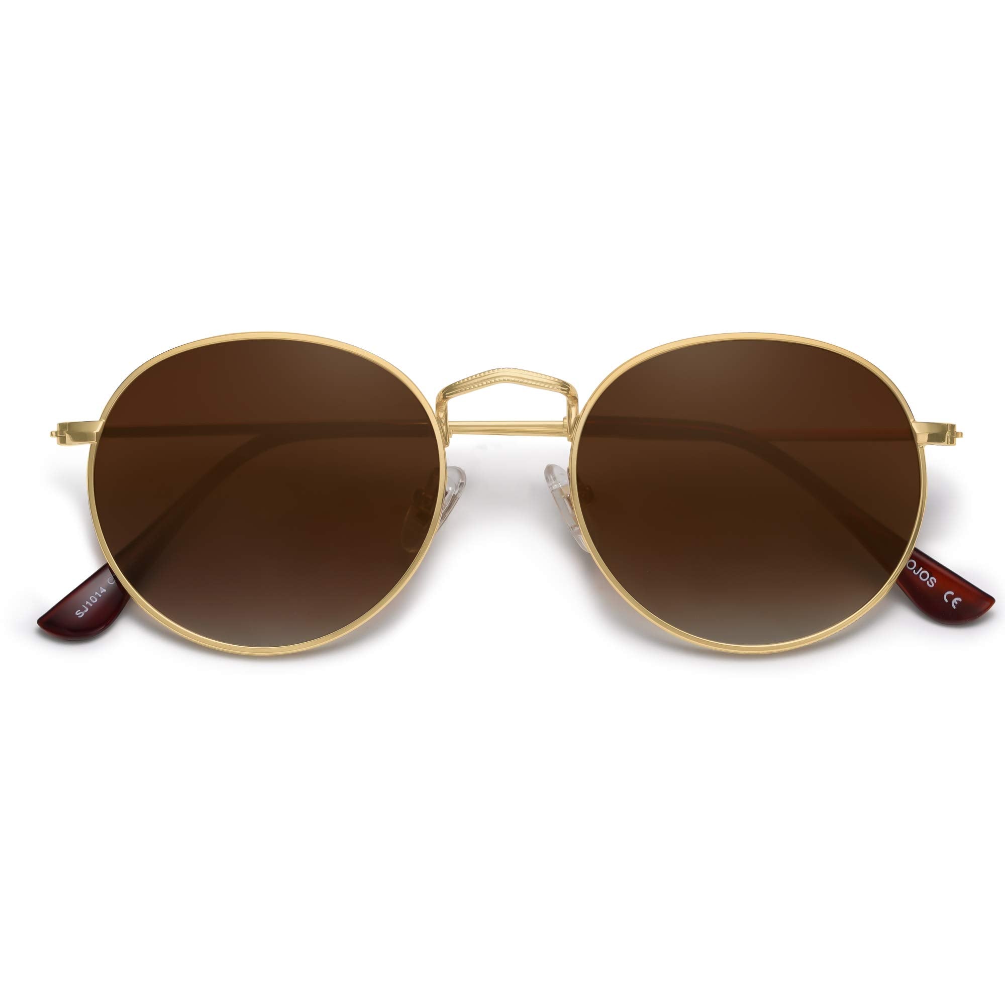 SOJOS Small Round Polarized Sunglasses for Women Men Classic Vintage Retro Shades UV400 SJ1014, Gradient Brown