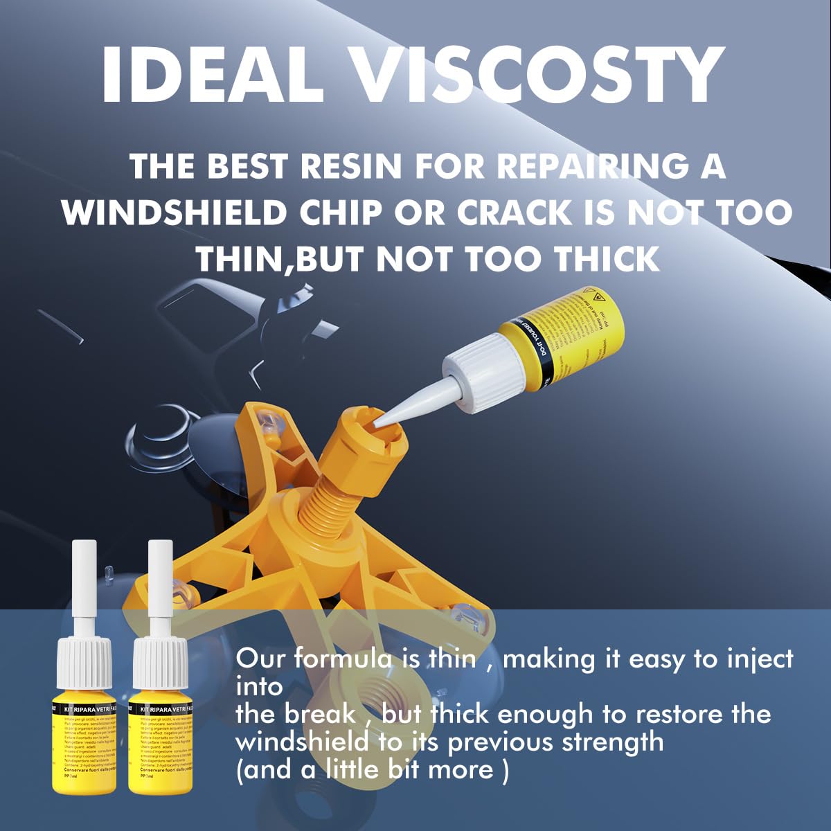 PHIXBEAR Windshield Repair Kit, 2025 New Package Windshield Crack Repair Kit with Pressure Syringes, Long-Lasting for Windshields, Windows, Mirrors, All Crack Types Windshield Chip Repair Kit