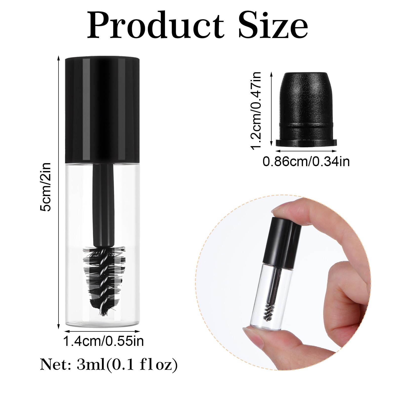 JIEYAO 27Pcs Empty Mascara Tube with Eyelash Wand, 3ml Mini Empty Mascara Bottles Mini Eyelash Cream Container Travel Containers Eyelashes Growth packing Tube for Home and Travel