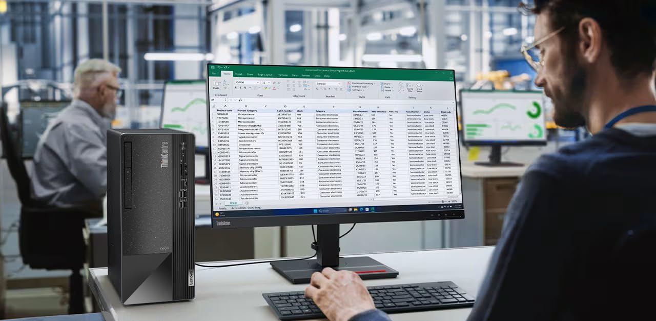 Lenovo ThinkCentre Neo 50t Tower Desktop Computer, 4-core Intel Core i3-13100, 32GB RAM, 1TB SSD, 3-Monitor Ports (DP+HDMI+VGA), RJ-45, WiFi, USB-C, Card Reader, Wired KB & Mouse, Windows 11 Pro