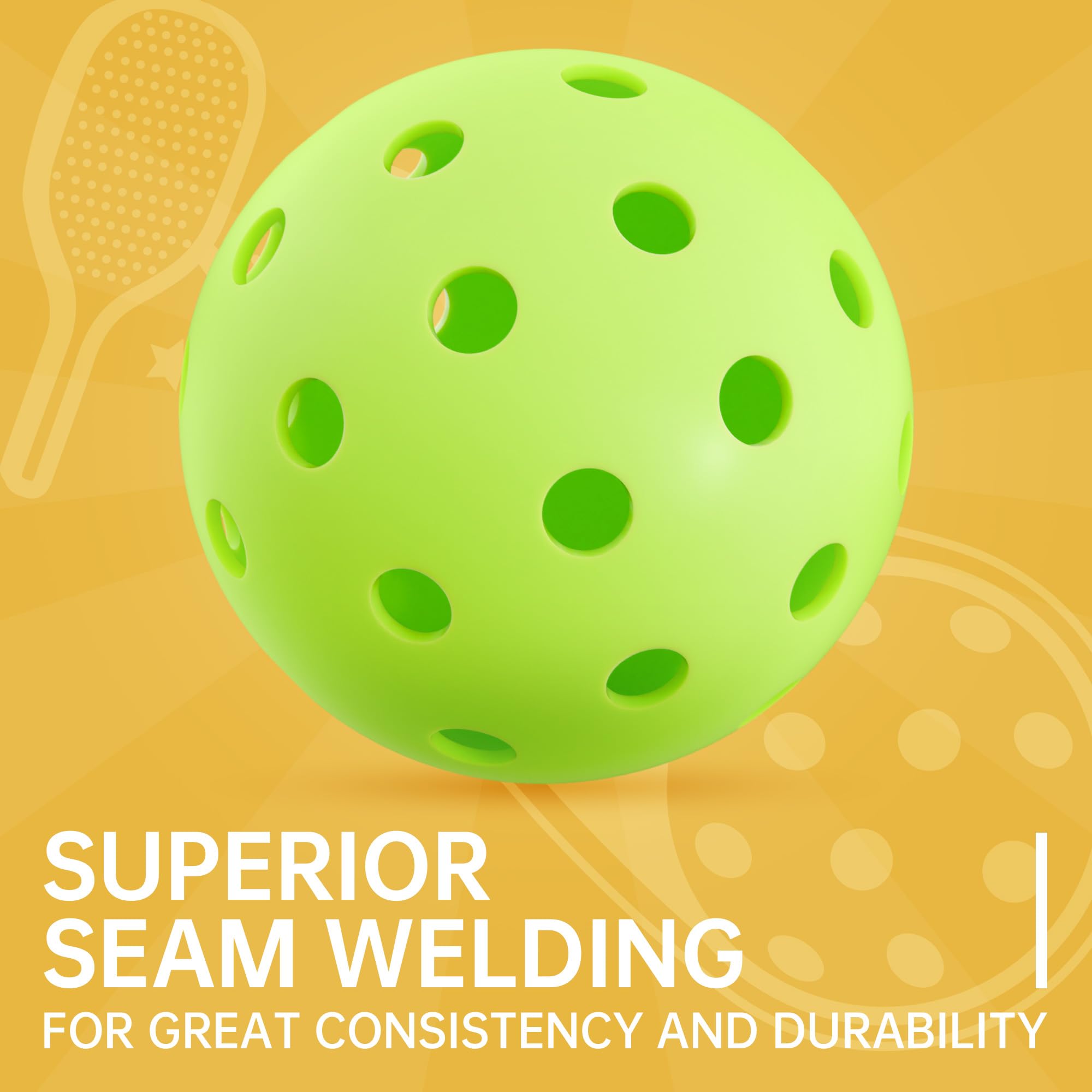 Amyracel Outdoor Pickleball Balls, 40 Holes Pickleballs 12 Pack, High Bounce True Flight Practice Pickle Ball Crack-Resistant