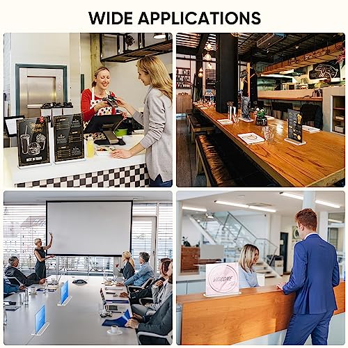 TICONN 3 Pack Acrylic Sign Holder, Double-Sided Display Stand for Countertops, Acrylic Stands for Display in Offices, Restaurants, and Events (5.5"x8.5")