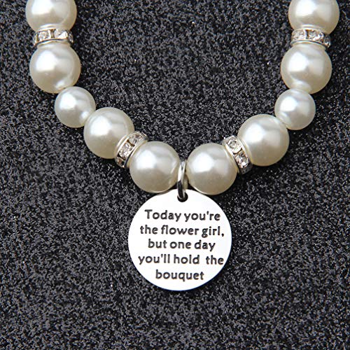 bobauna Today You're The Flower Imitation Pearl Bead Chain Bracelet Wedding Gift For Flower (flower bracelet)