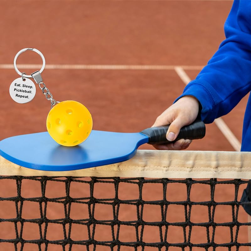 YALLNASL Pickleball Player Gifts for Women Men Pickleball Lover Gifts Keychain for Best Friend Inspirational Birthday Gifts for Mom Dad Eat Sleep Pickleball Repeat Keychain Gift for Pickleball Coach