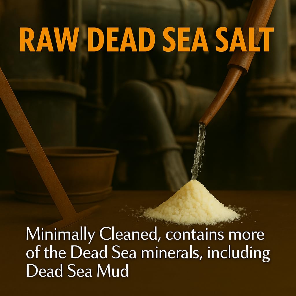 Aromasong Raw Dead Sea Bath Salt - Minimally Cleaned, Contains More Dead Sea Minerals Including Dead Sea Mud - 100% Pure & Natural Dead Sea Salts for Soaking 2.4 LB - Bulk Resealable Pack