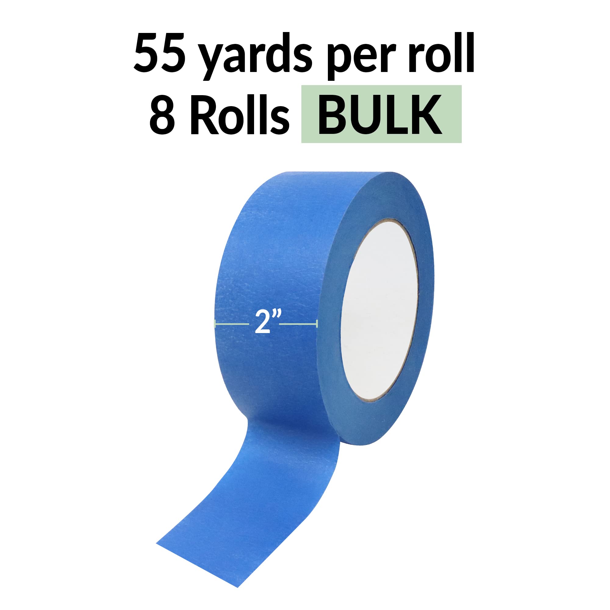 Reli. Painter's Tape, Blue | 8 Rolls | 2" x 55 Yards (440 Yards Total) | Blue Painters Tape 2 Inch Wide | Ideal for Painting Walls, Glass, Wood Trim