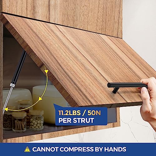 Ravinte Hardware 4 PCS Gas Struts for Cabinet 10 Inch Gas Strut Lift Supports Hinges for Lid Stay Kitchen Cabinet Black Gas Shocks Lift Support 100N/22.5 LB Soft Open Doors Lift Gas Struts