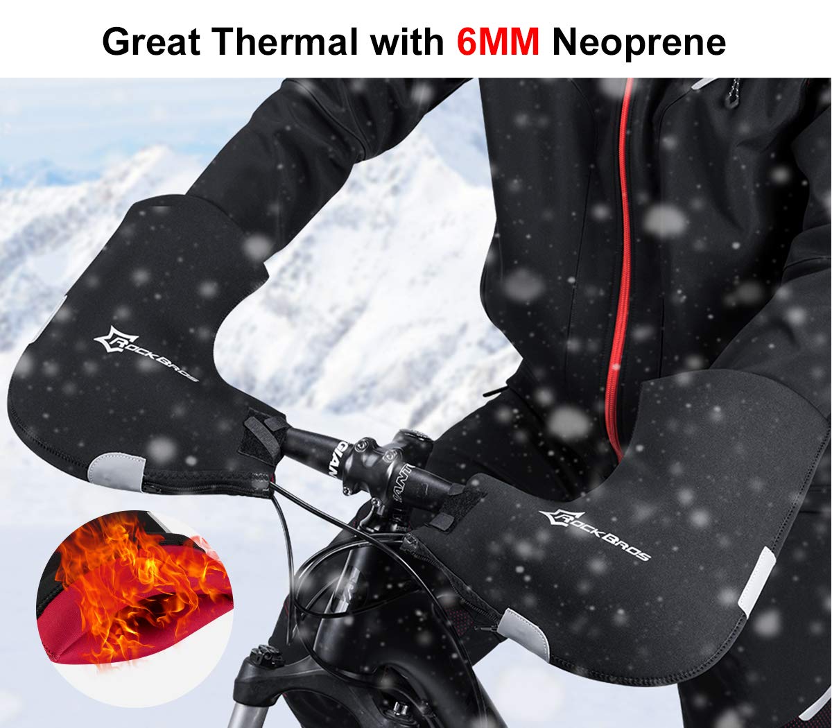 ROCKBROS Handlebar Mittens Cold Weather Mountain Bike Handlebar Mittens Windproof & Coldproof Commuter MTB Bicycle Bar Warmer Covers