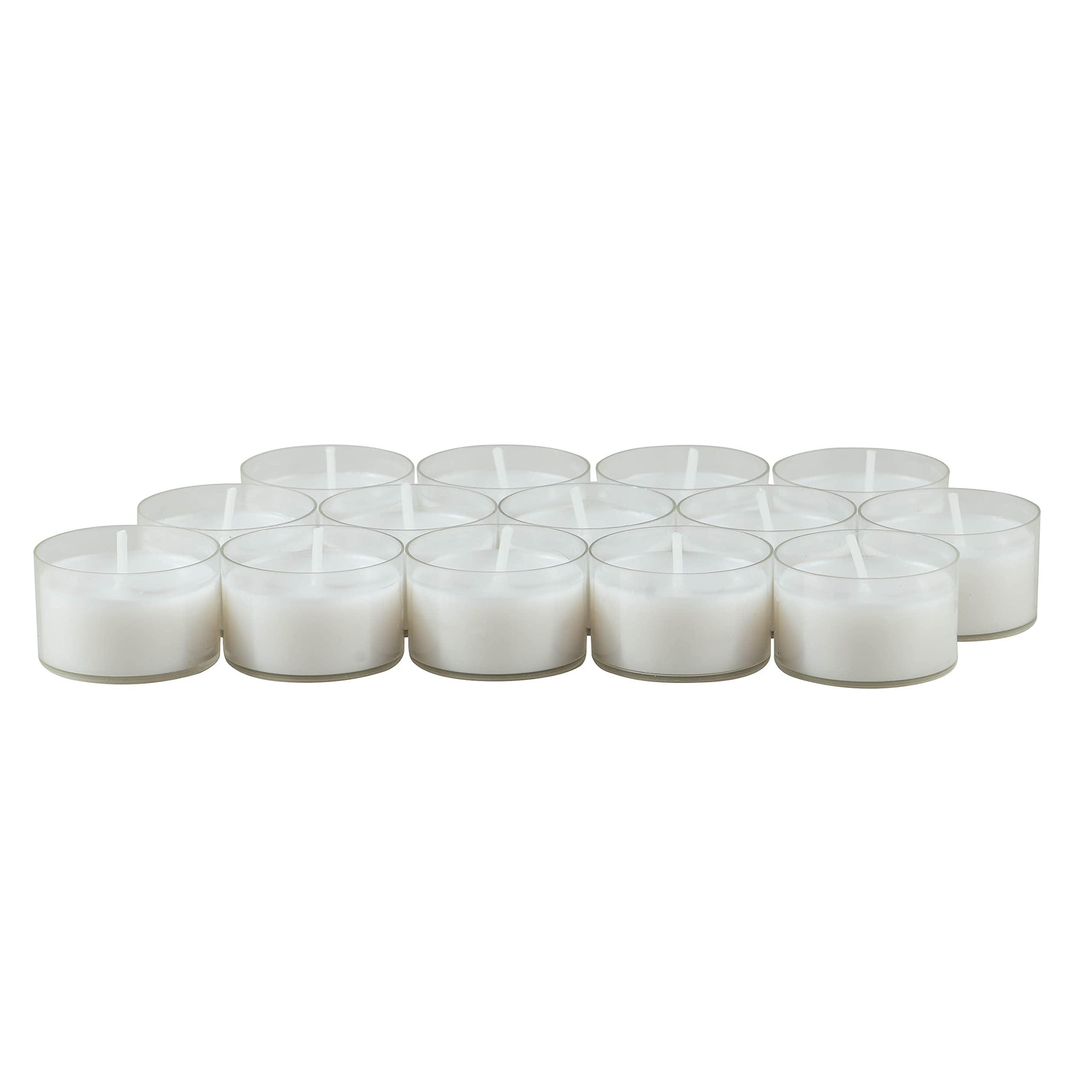 Stonebriar Bulk 96 Pack Unscented Smokeless Long Burning Clear Cup Tea Light Candles with 6 to 7 Hour Extended Burn Time