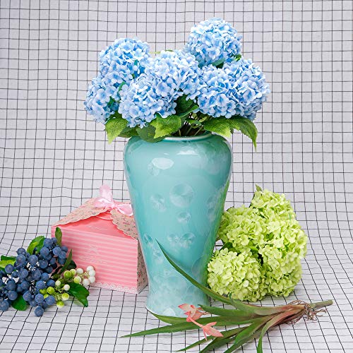GREENTIME 13” Artificial Hydrangea Flowers Faux Hydrangea Bouquet with 7 Head 3.15” Tiny Hydrangea for Wedding Bouquet Party Home Decor DIY Baby Shower Centerpieces Tables Decoration(Burgundy)