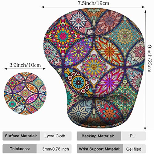 CUISHAN 2 Pack Gaming Mouse Pad and Coaster,Ergonomic Mouse Pad with Wrist Support Gel,Non-Slip PU Base,Easy Typing Pain Relief Effect,Suitable for Office and Home (Starry Owl)