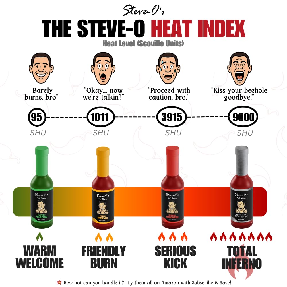 Steve-O's Destroyer Hot Sauce | Extreme Heat with Garlic, Scorpion, Naga Jolokia & Carolina Reaper Peppers | Spicy Sauce for Tacos, BBQ, Potatoes & Veggies | 5 fl oz