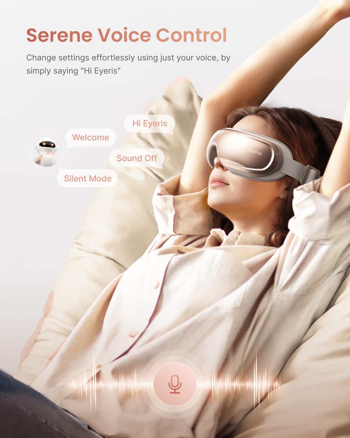 RENPHO Eye Massager with Heat and Cooling, Birthday Valentine's Day Gifts for Women, Eyeris 3 Rosé Eye Massager FSA HSA, Eye Sleep Mask with Voice Control & Ice Pack for Eye Care, Eye Strain, Stye Eye
