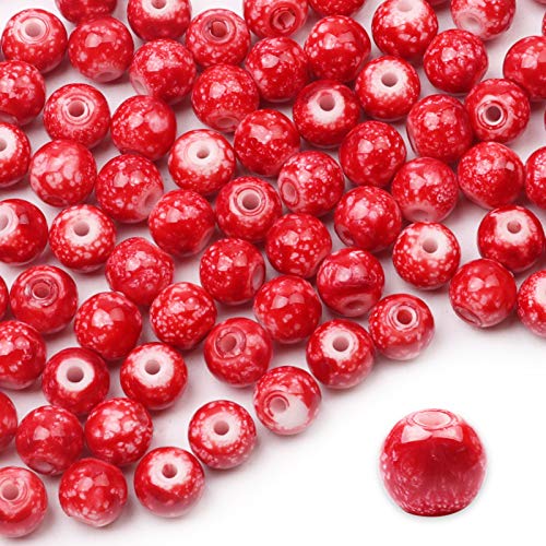 100pcs 10MM Acrylic Beads for Jewelry Making, GACUYI Smooth Beads Bulk Loose Glass Beads in Patterns for Adults Earring Bracelet Necklace Making and Beads Supplies