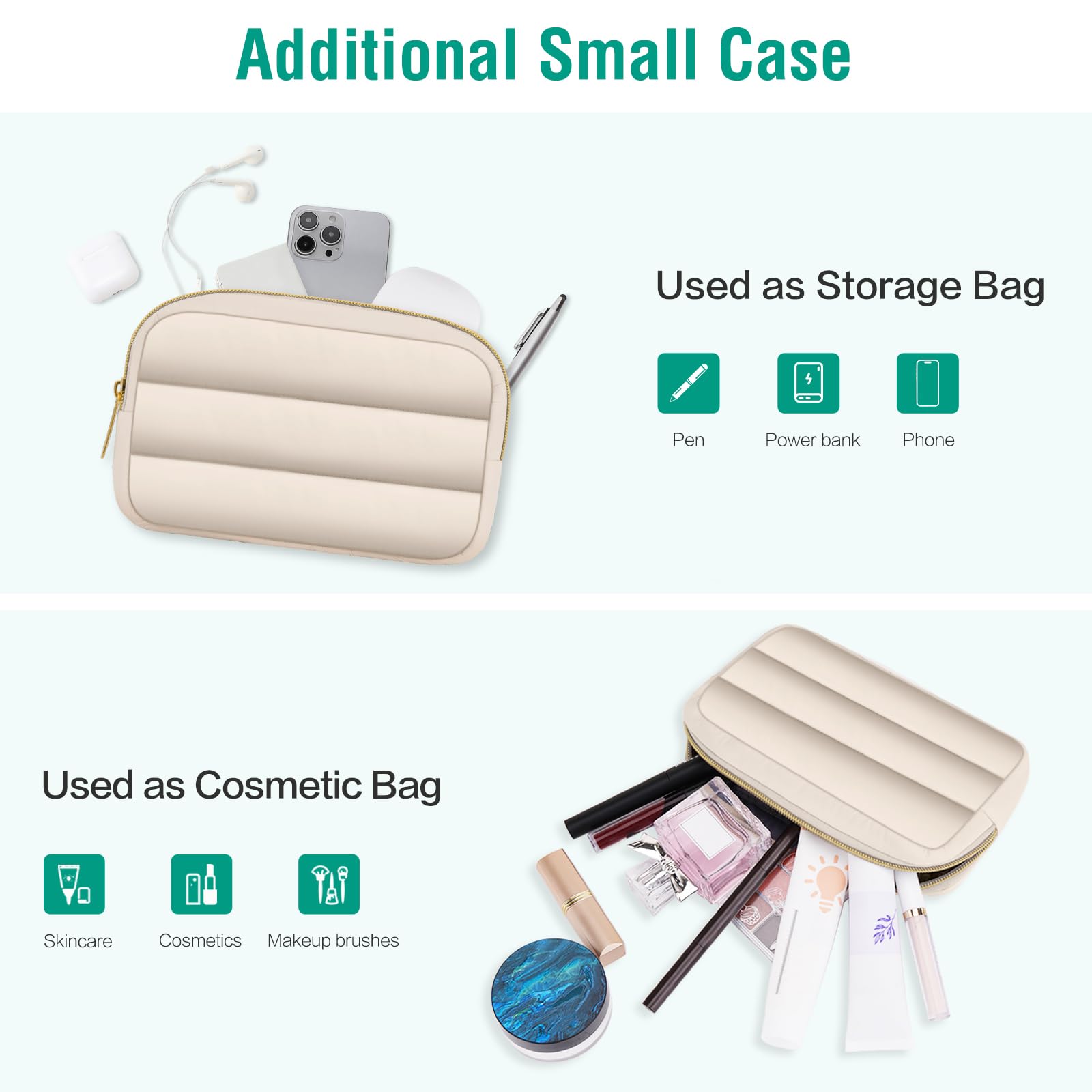 MOSISO Laptop Case 13.3 inch,13-13.3 inch Puffy Laptop Sleeve Compatible with MacBook Air 13.6 M5 M4 M3 M2 M1/Neo/Pro 13/14,HP Dell ASUS Lenovo,Polyester Horizontal Bag with Small Case, Sand
