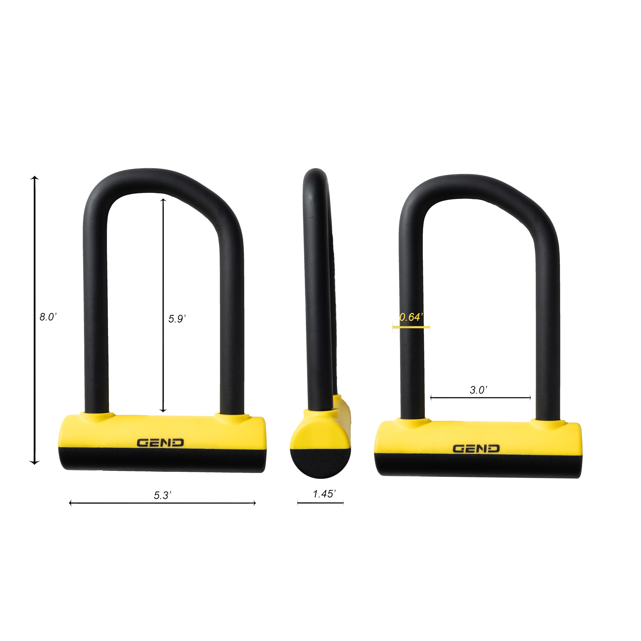 GEND Bike Lock, Heavy Duty Anti Theft High Security Level Bike U Lock with 3ft Chain - 16.20mm Bold Shackle Bike U Lock with Lighted Keys & Mounting Bracket for Road, Mountain, Ebike & Motorcycle