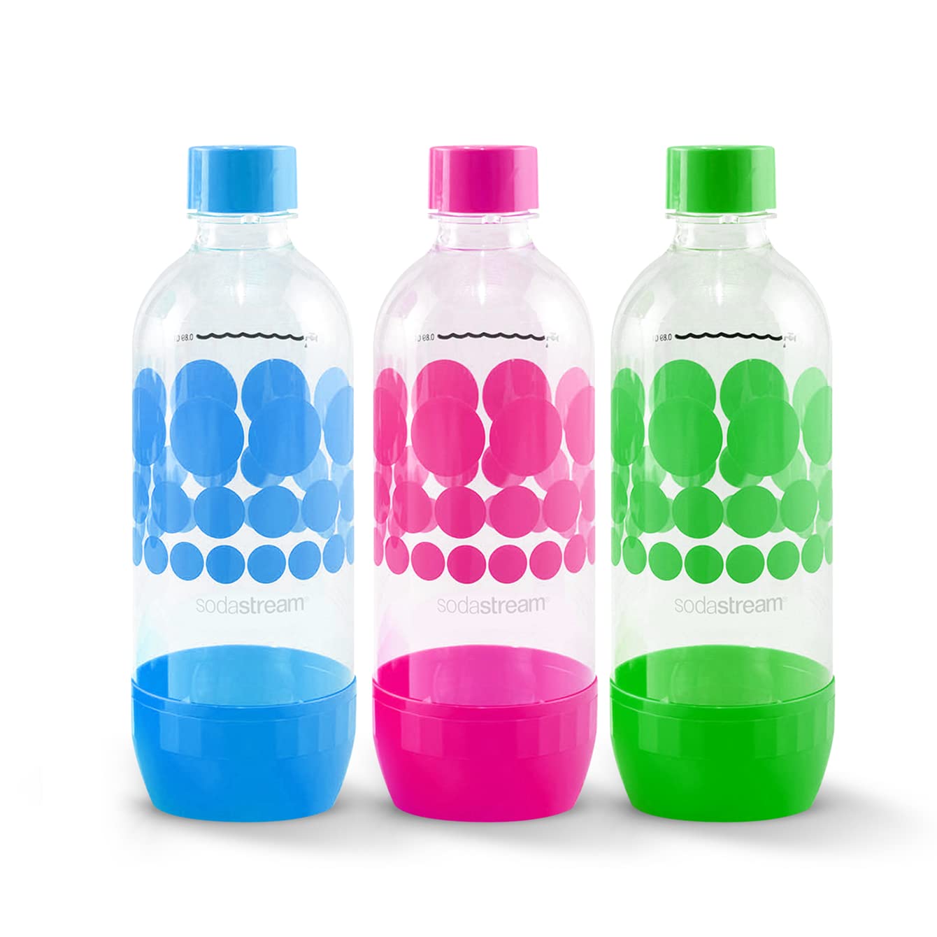 Soda Stream 3 Pack Original Sodastream Reusable Sparkling Water Carbonating Bottles 1L 1 Liter Bundle with Kidscare 14 inch Bottle Cleaning Brush