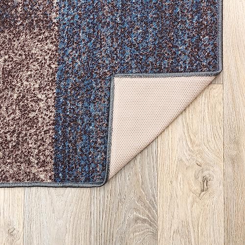 Modern Boxes Design Non-Slip (Non-Skid) Area Rug 5 X 7 (5' 3" X 7' 3") Red