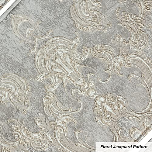 Loom and Mill Luxury Placemats Set of 4 for Dining Table, Jacquard Fabric Table Place Mats for Dining Table Kitchen Room Decorations, Double-Layer, Non-Slip & Wrinkle Resistant(12 x18 inches, Grey)
