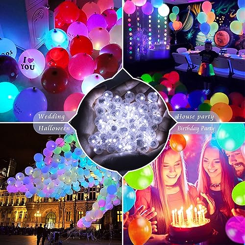 chzk 50pcs Balloon Lights Mini Led Lights Round Long Standby Time Ball Light Paper Lantern Balloons Lights for Birthday Party Christmas Halloween Decoration (50, Rainbow)