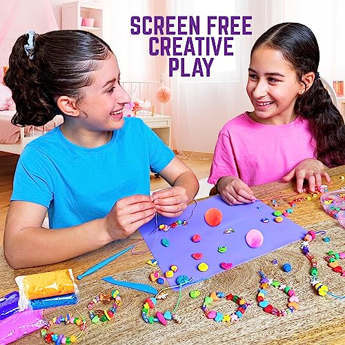 GirlZone Unicorn Charms and Clay Bracelet Kit, Bracelet Making Kit for Girls with Unicorn Charms, Air Dry Clay, Gift Idea & Charm Bracelet Making Kit