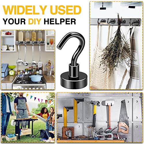 DIYMAG Magnetic Hooks, 25Lbs Facilitate Hook Neodymium Magnet Hooks with Nickel Coating for Cruise,Kitchen, Home, Workplace, Office and Garage etc, 10 Packs (Black)
