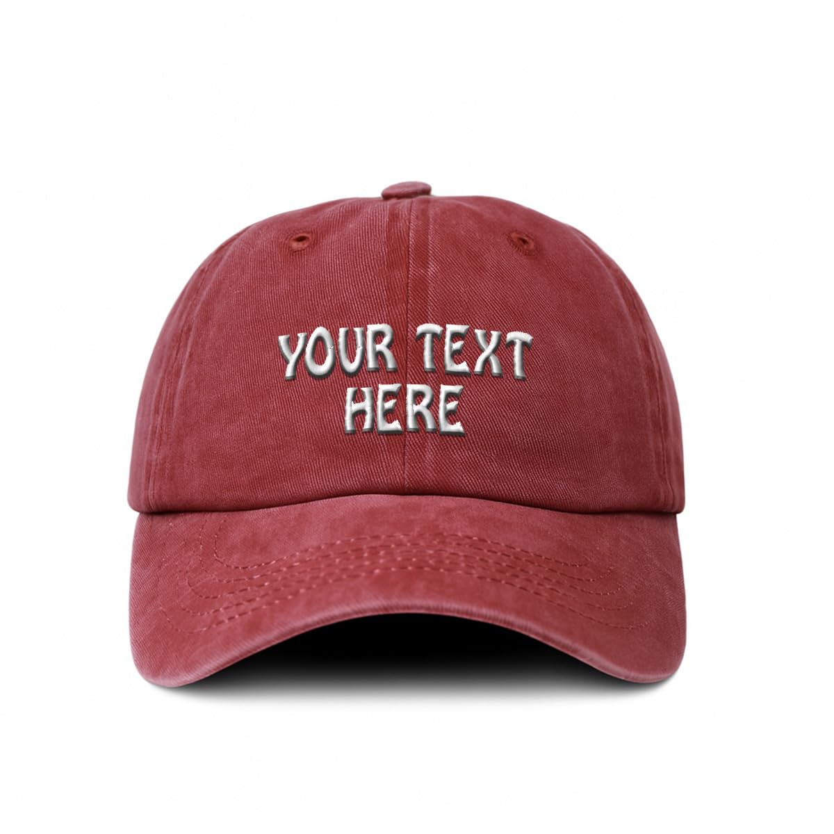 Soft Washed Baseball Cap Custom Hat Personalized Text Cotton Dad Hats for Men & Women Buckle Closure Red